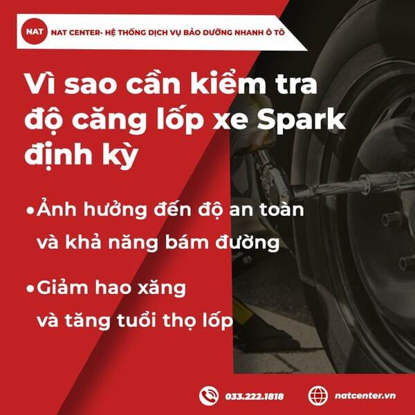 Vì sao cần kiểm tra độ căng lốp xe Spark định kỳ?