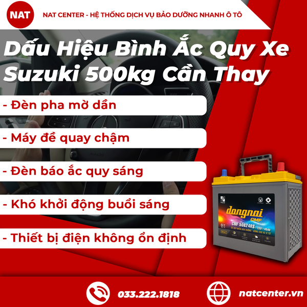 Dấu hiệu bình ắc quy xe Suzuki 500kg cần thay 