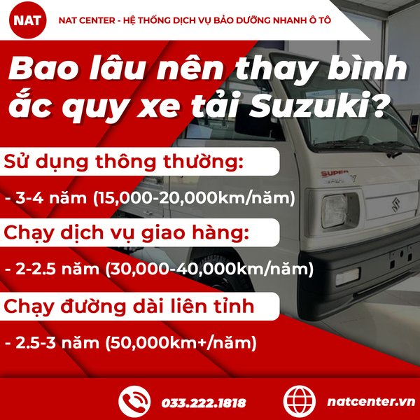 Bao lâu nên thay bình ắc quy xe tải Suzuki?