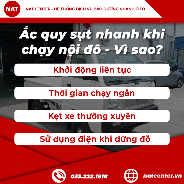 Ắc quy sụt nhanh khi chạy nội bộ - Vì sao?