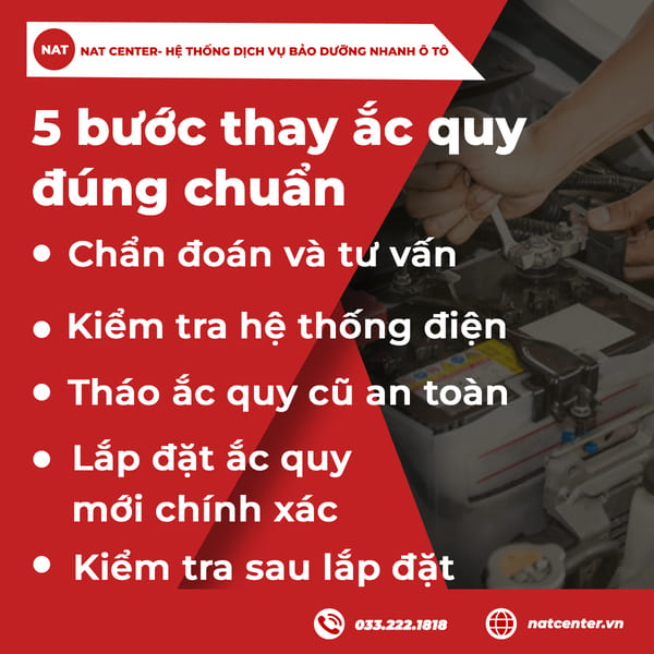 5 bước thay ắc quy đúng chuẩn