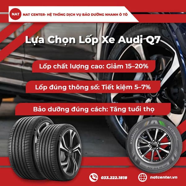 Lựa Chọn Lốp Xe Audi Q7 Thông Minh Cùng Trung Tâm NAT