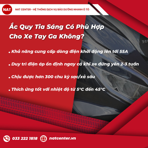 Ác quy tia sáng có phù hợp cho xe tay ga không ?