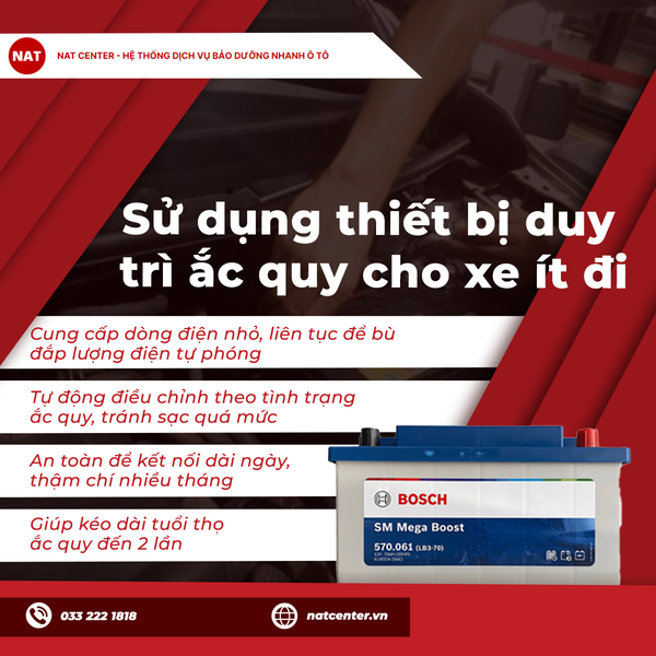 Sử dụng thiết bị duy trì ắc quy cho xe ít đi