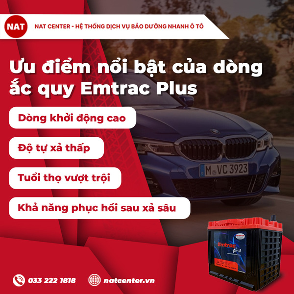 Ưu điểm nổi bật của dòng ắc quy Emtrac Plus