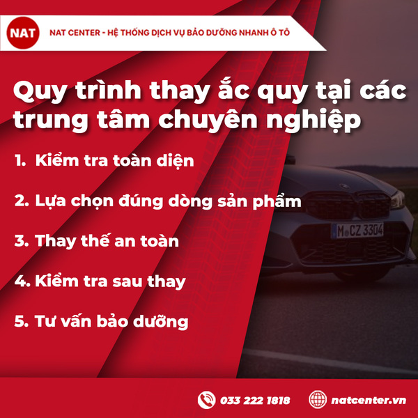 Quy trình thay ắc quy tại các trung tâm chuyên nghiệp