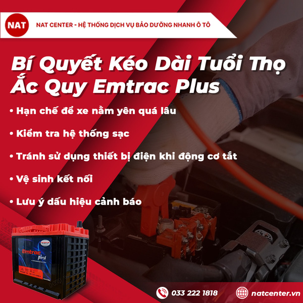 Bí quyết kéo dài tuổi thọ ắc quy Emtrac Plus