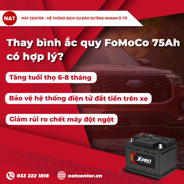 Thay bình ắc quy FoMoCo 75Ah có hợp lý ?