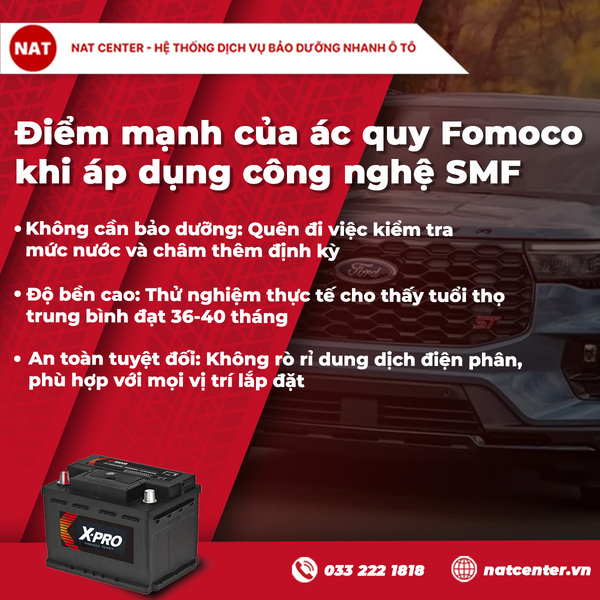 Điểm mạnh của ắc quy FoMoCo khi áp dụng công nghệ SMF