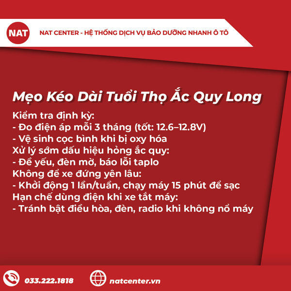 Mẹo kéo dài tuổi thọ ắc quy long