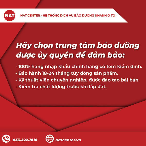 Hãy chọn trung tâm bảo dưỡng được ủy quyền để đảm bảo