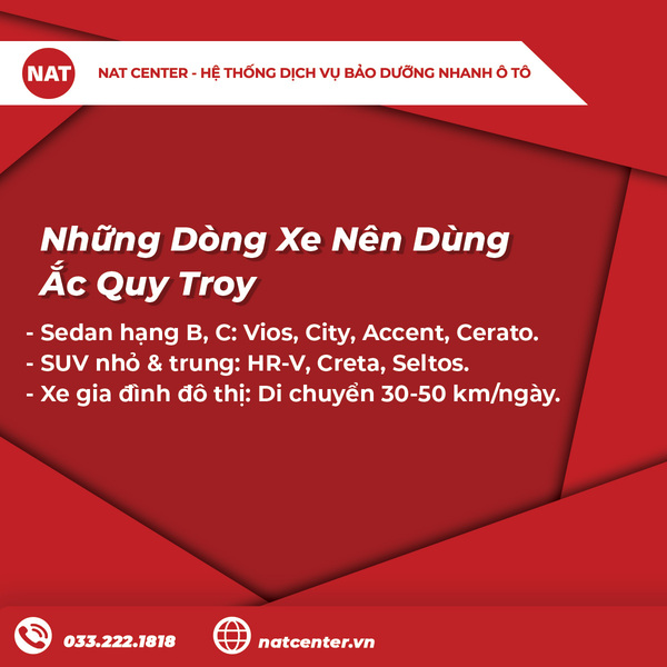 Những dòng nên dùng ắc quy Troy
