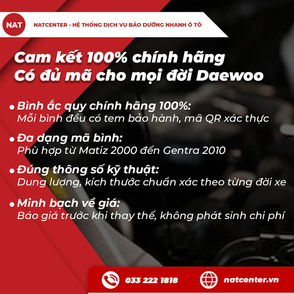 Cam kết 100% chính hãng có đủ mã cho mọi đời Daewoo
