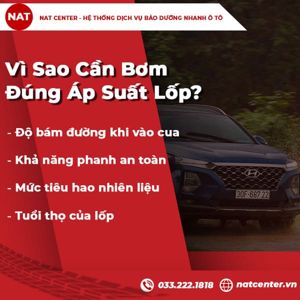 bánh xe hơi bơm mấy kg