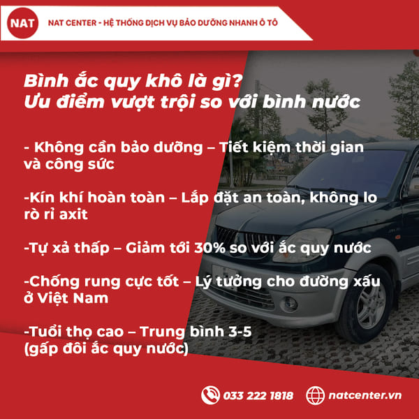 Bình ắc quy khô là gì? Ưu điểm vượt trội so với bình nước