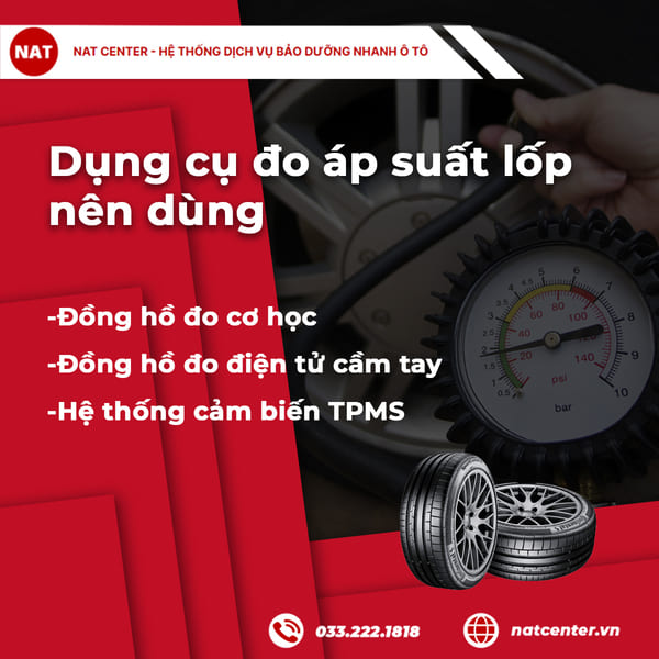 Dụng cụ đo áp suất lốp nên dùng loại nào?