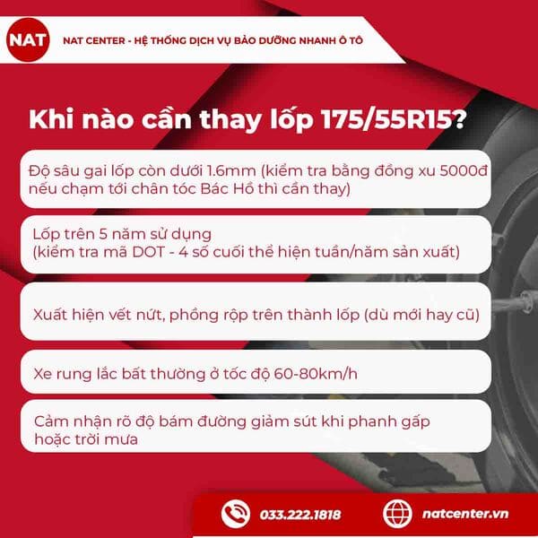 Khi nào cần thay lốp 175/55R15?