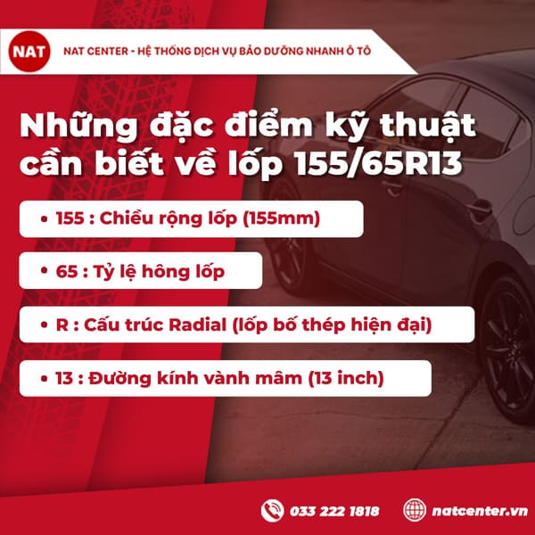 Kích thước lốp 155/65R13 là gì? Ý nghĩa từng thông số