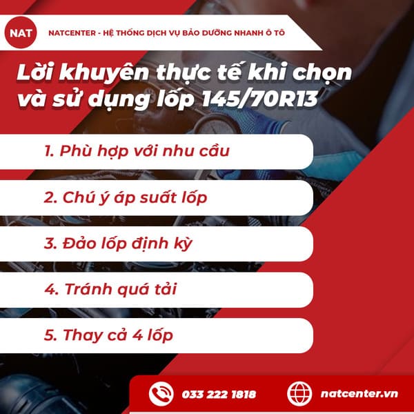 Lời khuyên thực tế khi chọn và sử dụng lốp 145/70R13