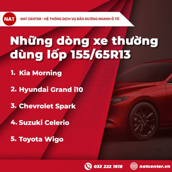 Những dòng xe thường dùng lốp 155/65R13