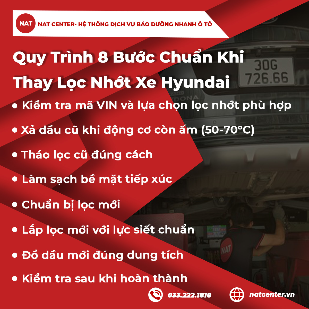 Quy trình 8 bước chuẩn khi thay lọc nhớt