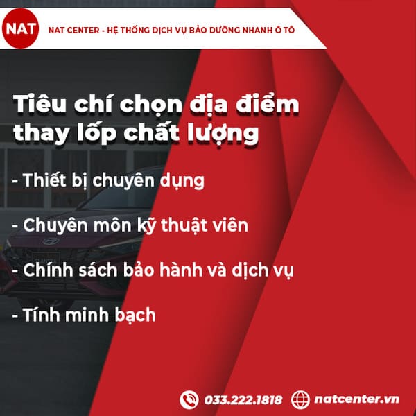 Tiêu chí chọn địa điểm thay lốp chất lượng