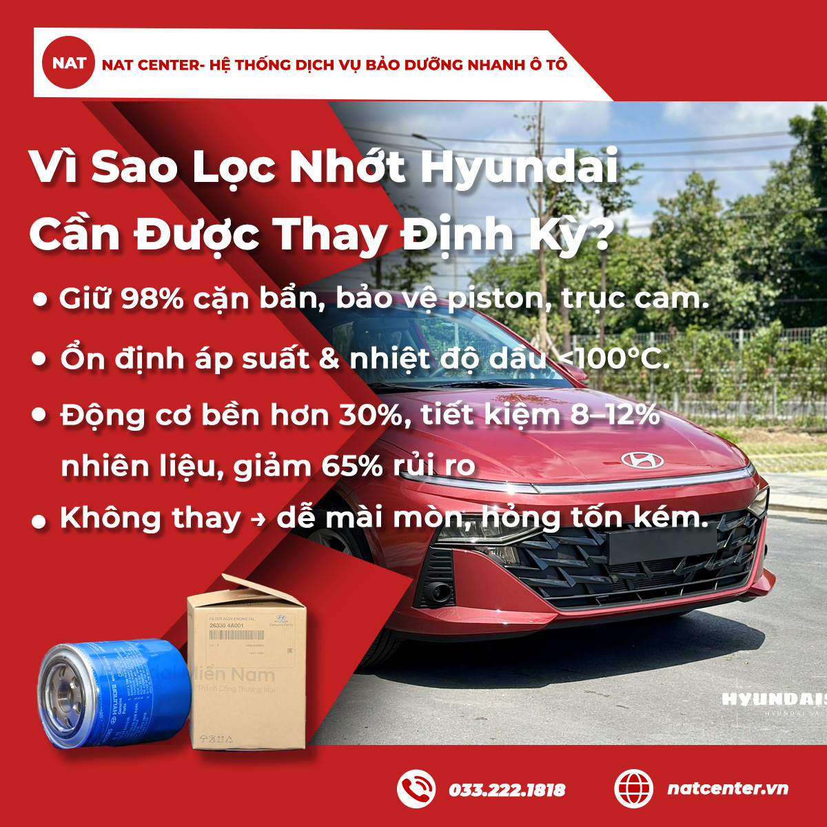 Vì sao lọc nhớt Hyundai cần được thay định kỳ