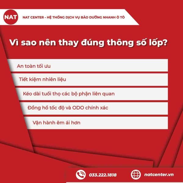 Vì sao nên thay đúng thông số lốp?