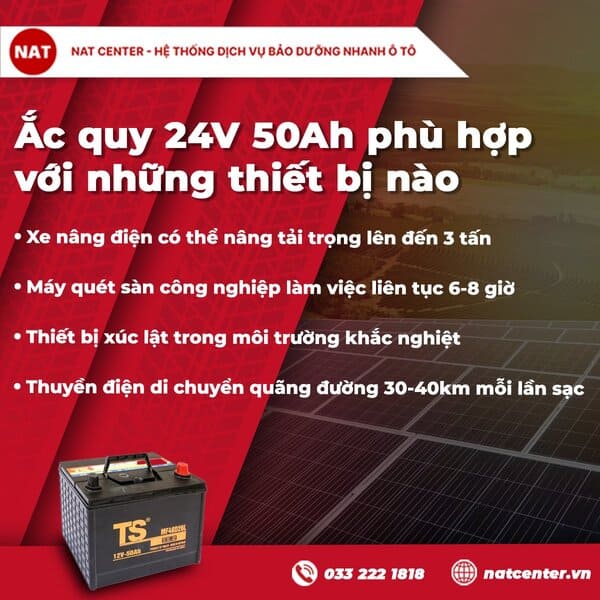 Ắc quy 24V 50Ah phù hợp với những thiết bị nào