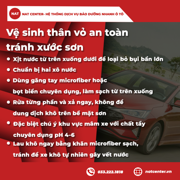 Vệ sinh thân vỏ an toàn – tránh xước sơn