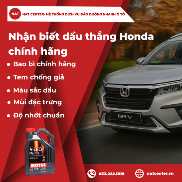 Nhận biết dầu thắng Honda chính hãng