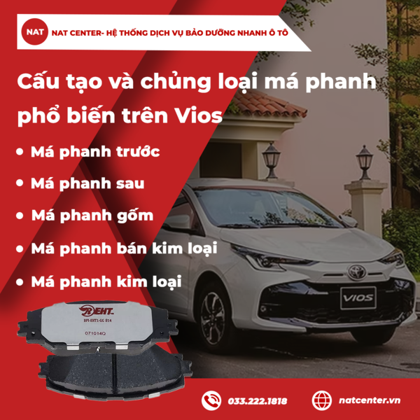 Cấu tạo và chủng loại má phanh phổ biến trên Vios