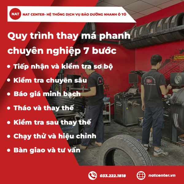 Quy trình thay má phanh chuyên nghiệp 7 bước