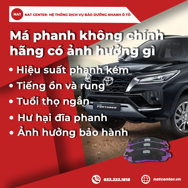 Dùng má phanh không chính hãng có ảnh hưởng gì