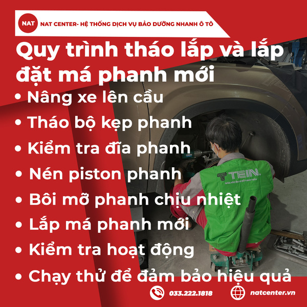 Quy trình tháo lắp và lắp đặt má phanh