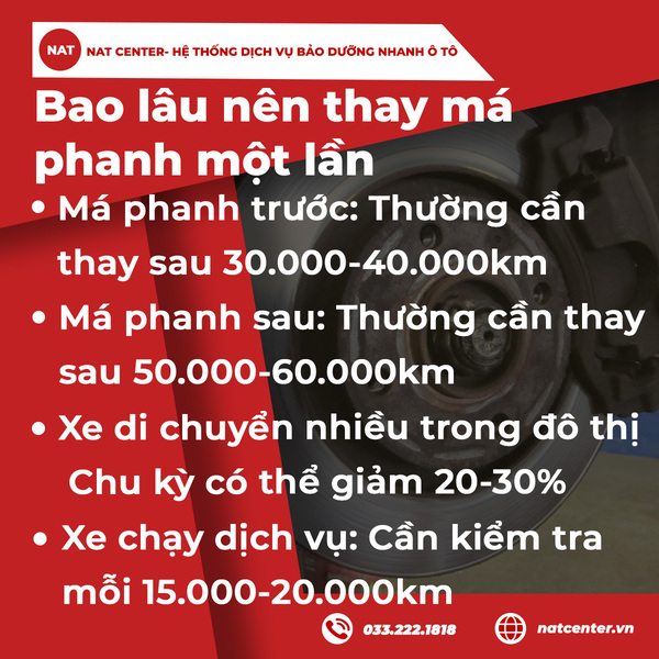Bao lâu nên thay má phanh một lần