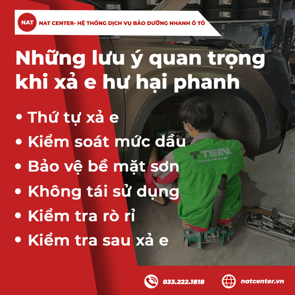 Những lưu ý quan trọng khi xả e để tránh hư hại hệ thống phanh