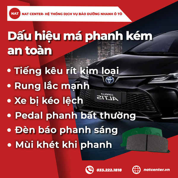 Dấu hiệu má phanh kém an toàn
