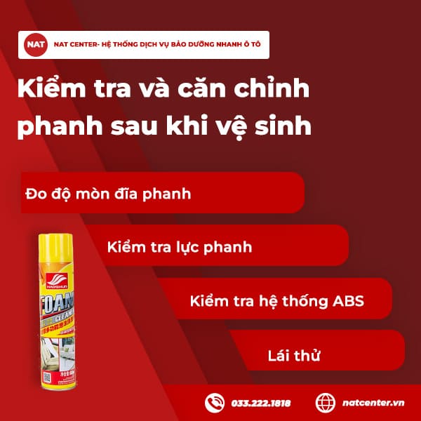 Kiểm tra và căn chỉnh phanh sau khi vệ sinh