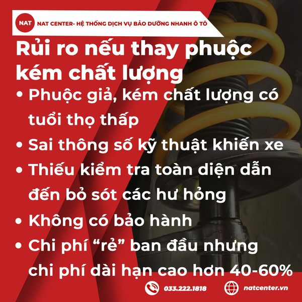 Rủi ro nếu thay phuộc kém chất lượng