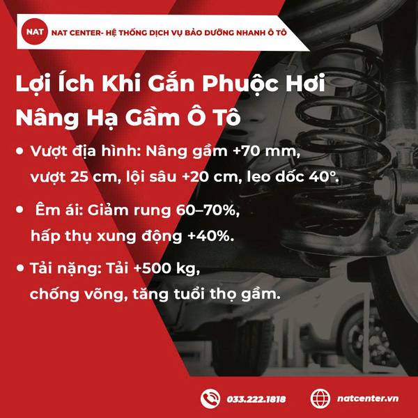 Lợi Ích Khi Gắn Phuộc Hơi Nâng Hạ Gầm Ô Tô