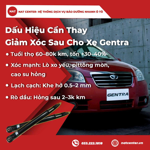 Dấu Hiệu Cần Thay Giảm Xóc Sau Cho Xe Gentra