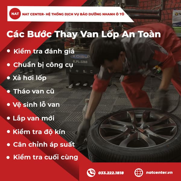 Các bước thay van lốp an toàn