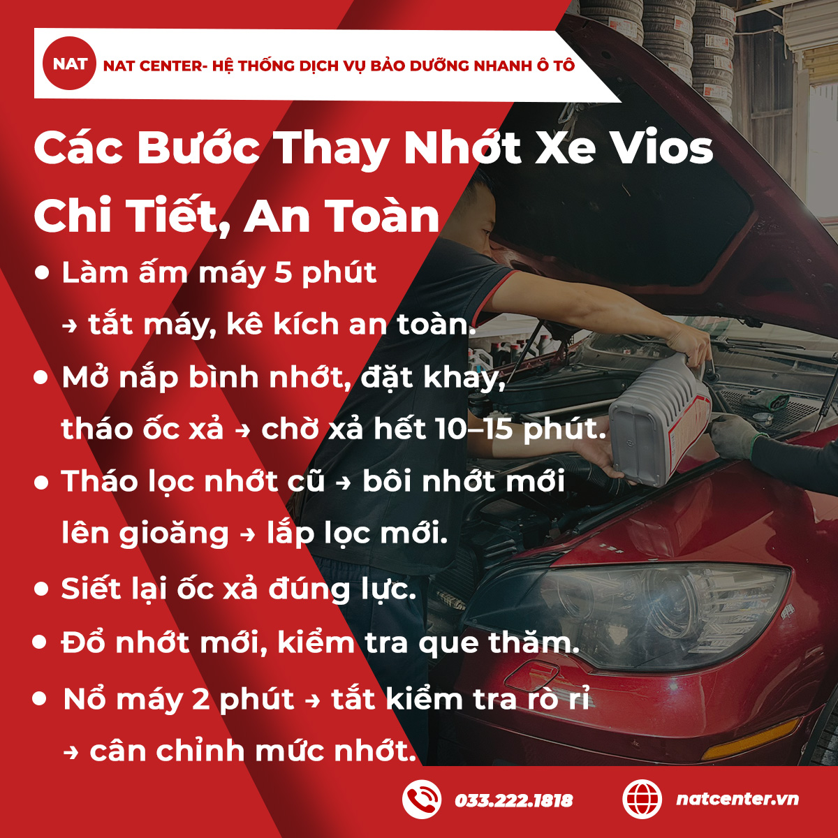 Các bước thay nhớt xe Vios chi tiết an toàn
