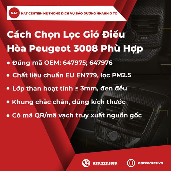 Cách chọn lọc gió điều hòa Peugeot 3008 phù hợp