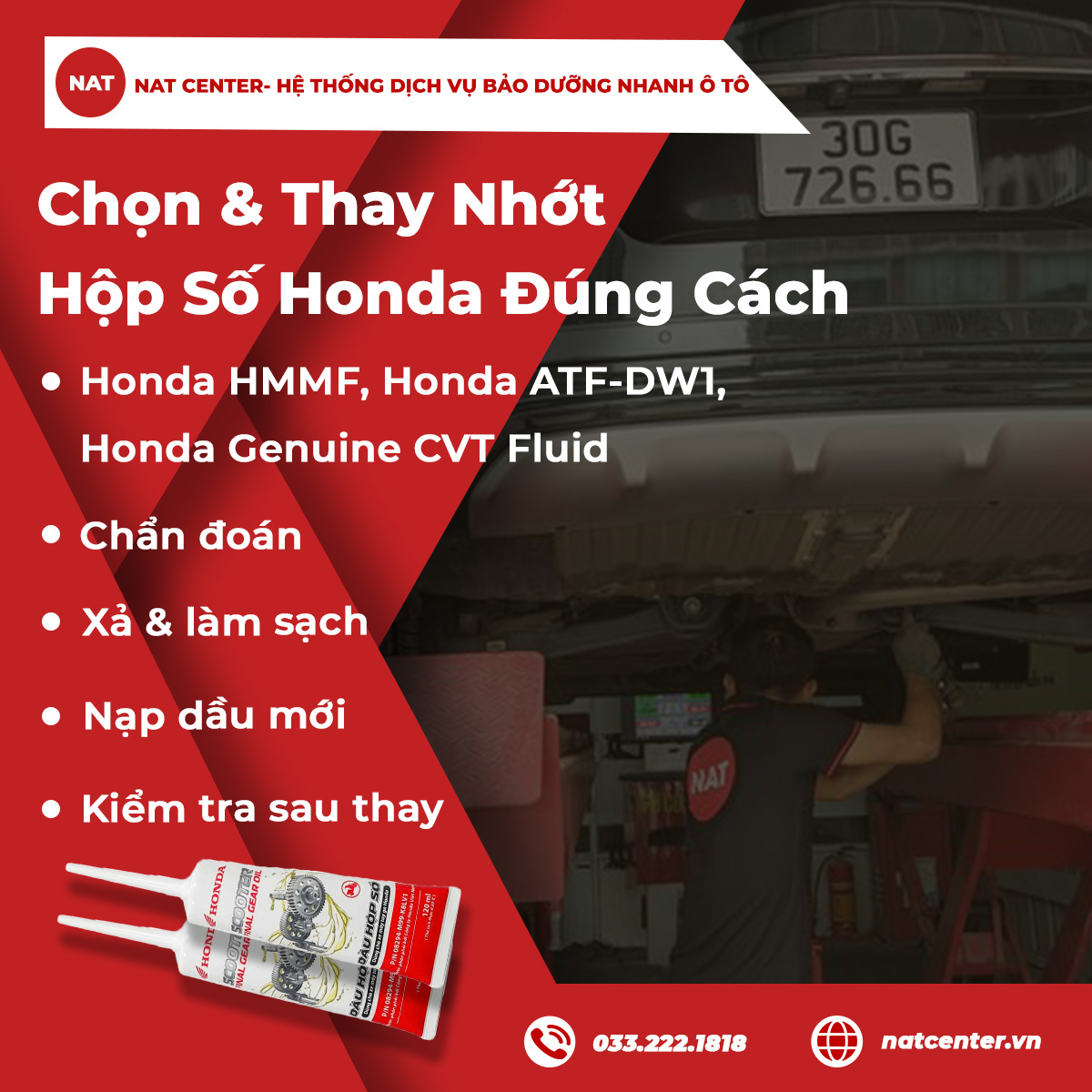 Chọn thay nhớt hộp số Honda đúng cách