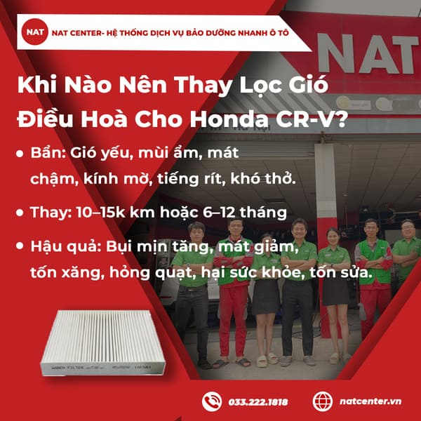 Khi nào nên thay lọc gió điều hòa cho Honda CR-V