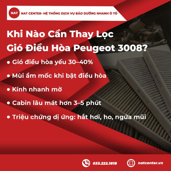 Khi nào cần thay lọc gió điều hòa Peugeot 3008