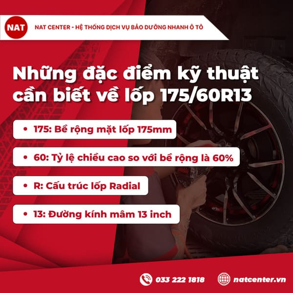 Kích thước 175/60R13 nghĩa là gì?