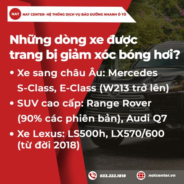 Những dòng xe nào thường được trang bị giảm xóc bóng hơi